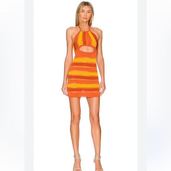 For Love & Lemons Tori Striped Shimmer Dress NWT - Picture 1 of 5